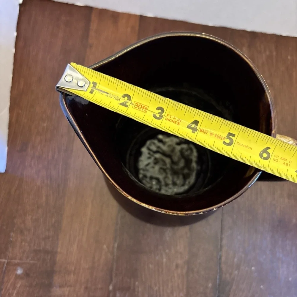 Vintage‎ Roseville OH. RRP CO. Pottery Brown Drip Pitcher Large 10.5